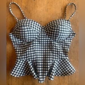 Iris Black and White Gingham Bustier Top
